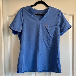Figs - Catarina One-Pocket Scrub Top - Ceil Blue